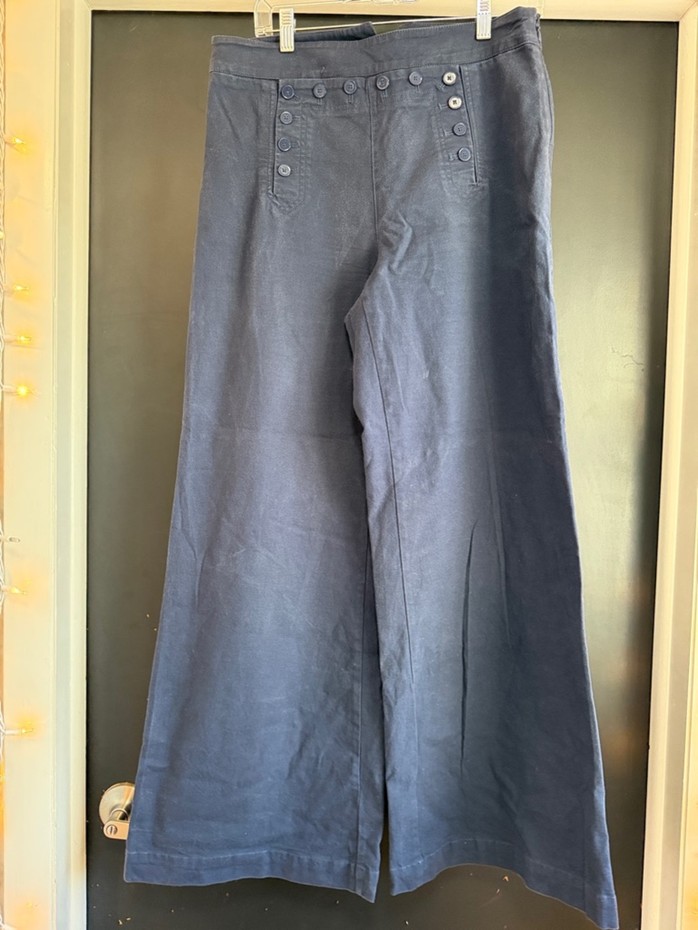 Anthropologie Navy Wide-Leg Sailor Trousers